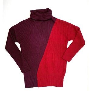 ‎Alfani Sweater Top Small Red Asymmetrical-Print